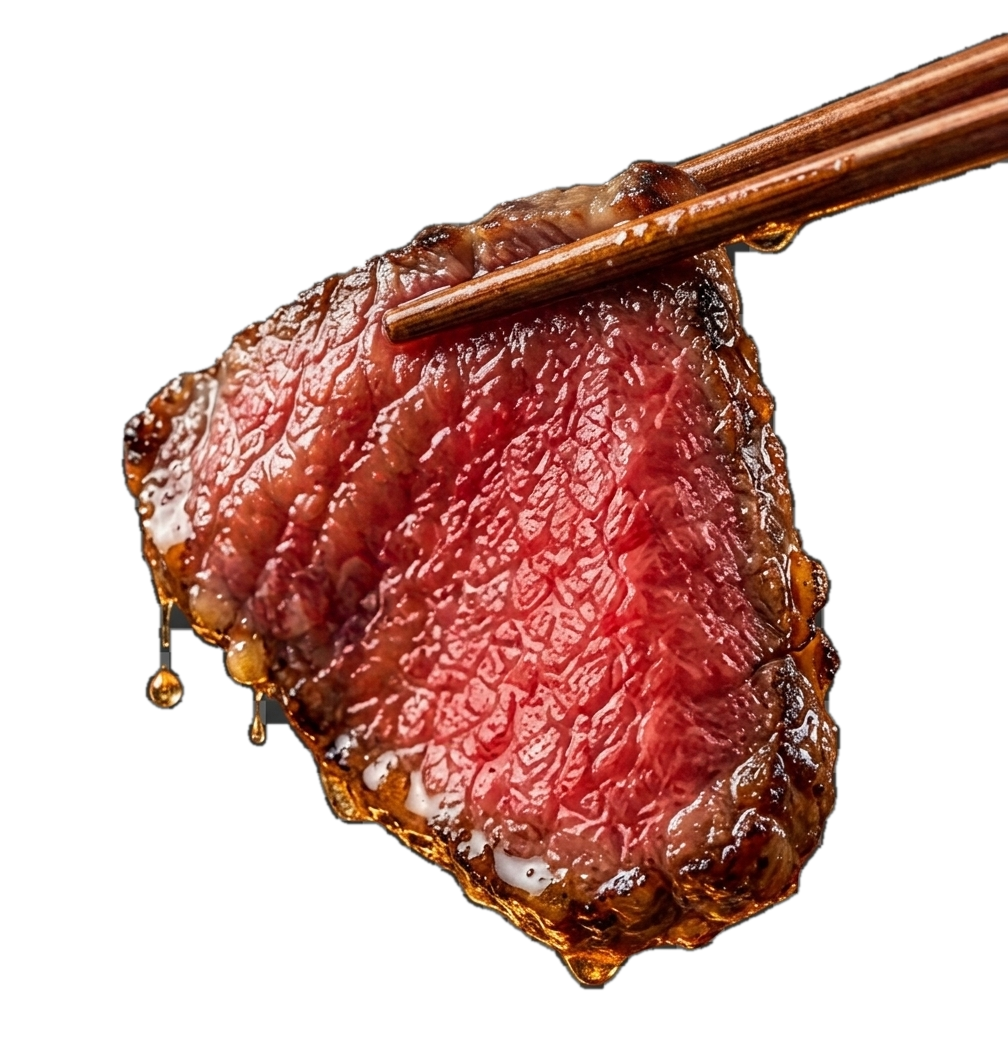 箸で持ち上げた霜降り肉